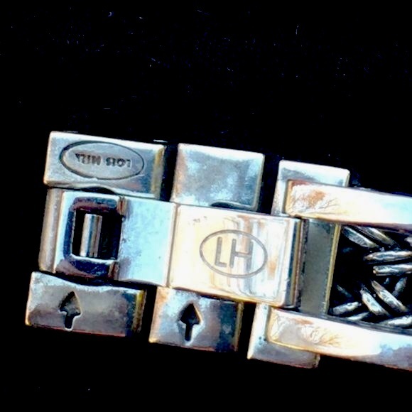 LOIS HILL White Round Face Watch Sterling Silver Bracelet & Roman Numeral Bezel - Picture 10 of 16